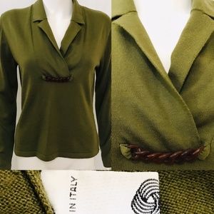 Italy Luisa Spagnoli Wool Sweater M Green Sage